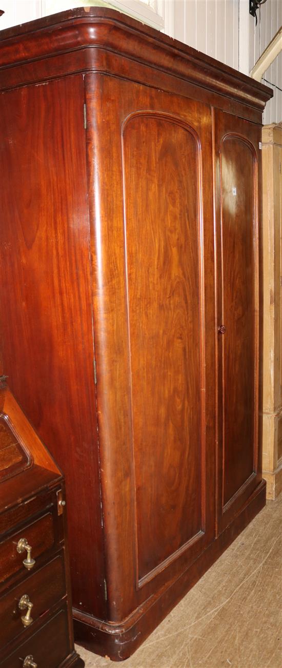 Victorian mahogany two door wardrobe(-)